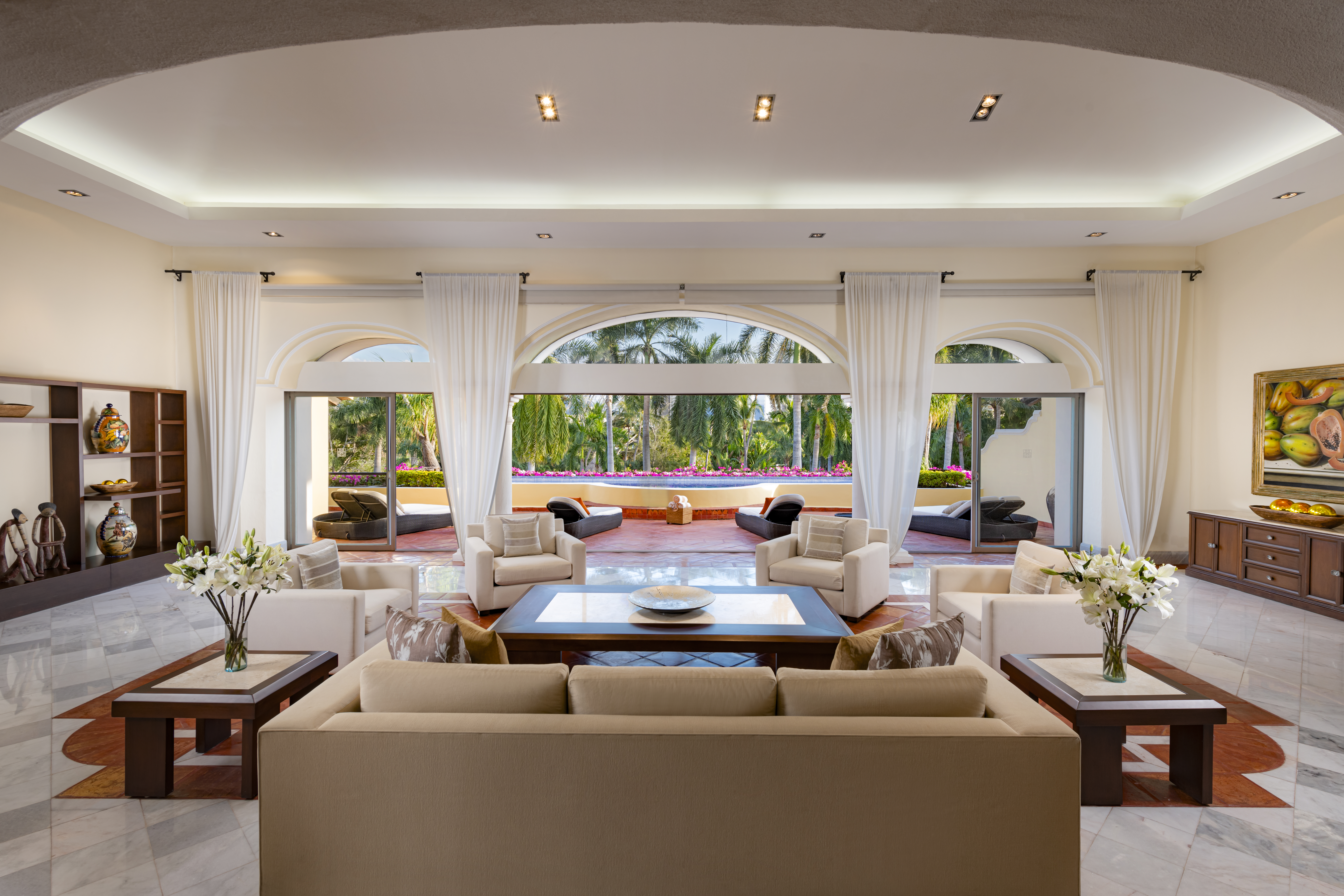 Presidential Suite — master bedroom with original artwork