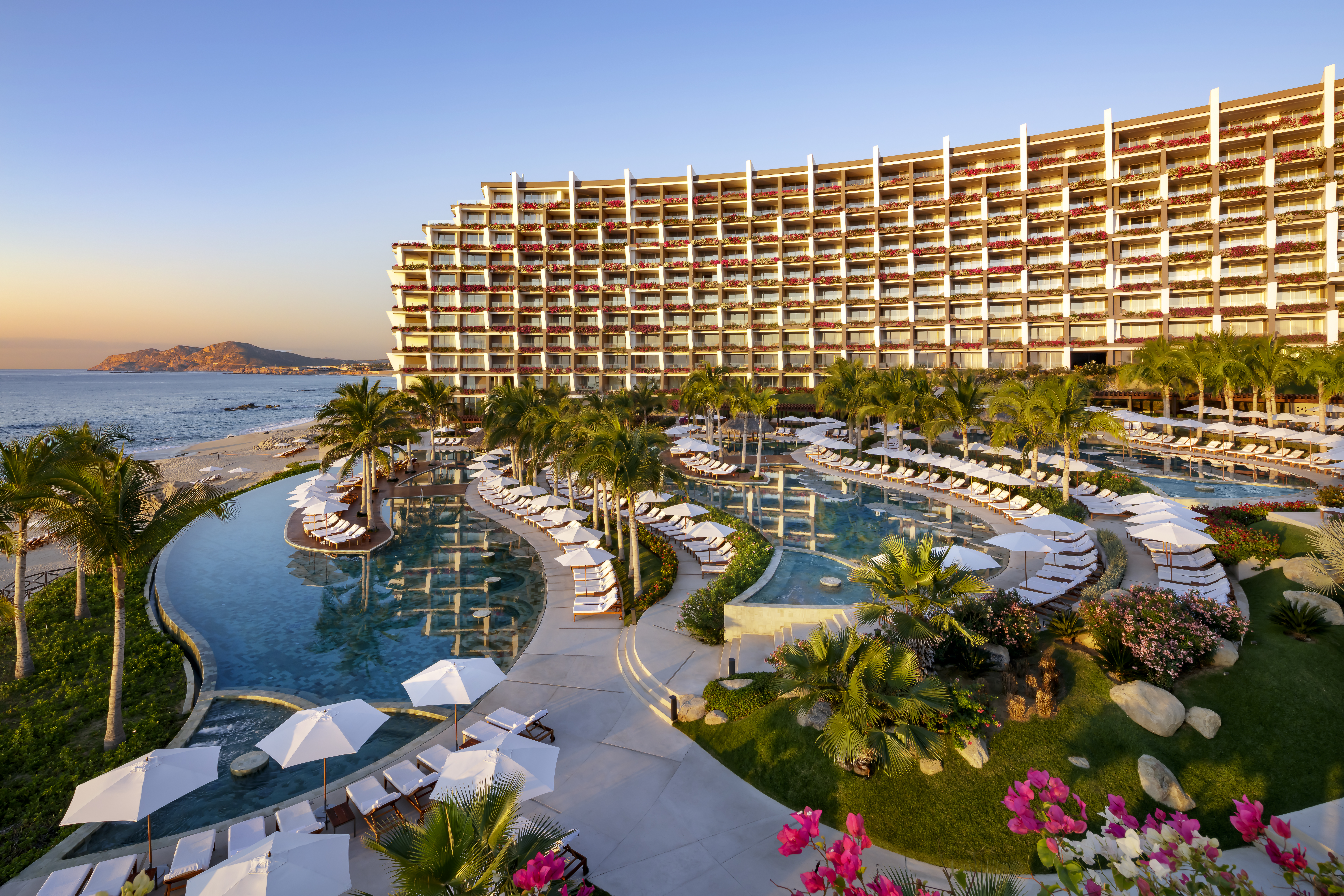 Grand Velas Los Cabos oceanfront facade and terraced architecture