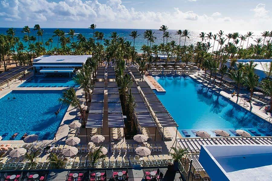 Swimming pool area at Hotel Riu Bambu