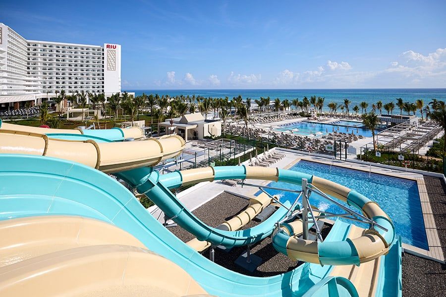 Swimming pool area at Hotel Riu Palace Aquarelle