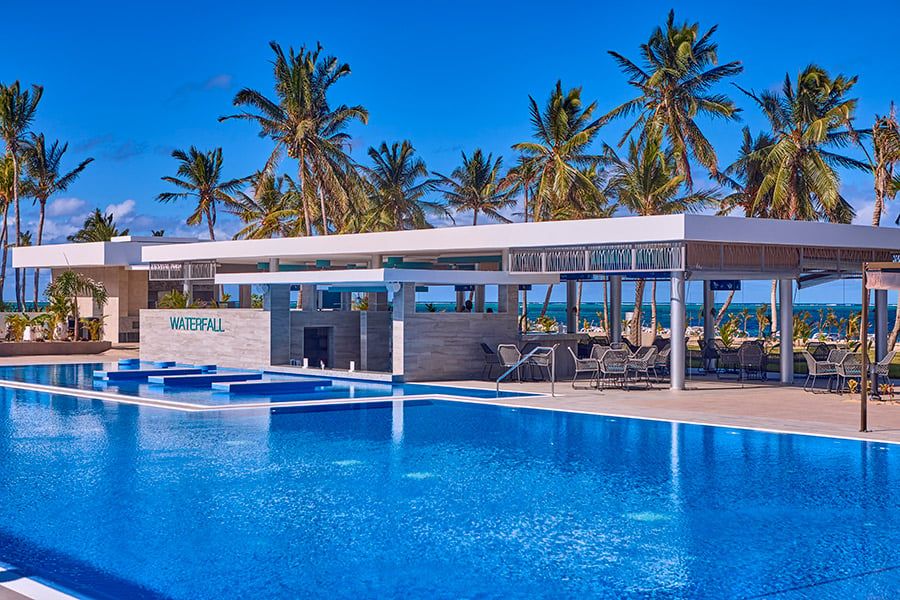 Swimming pool area at Hotel Riu Palace Mauritius