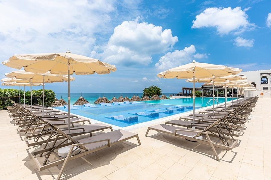 Swimming pool area at Hotel Riu Palace Zanzibar