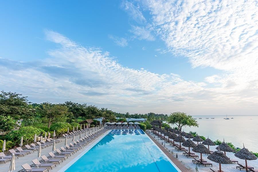 Swimming pool area at Hotel Riu Palace Zanzibar