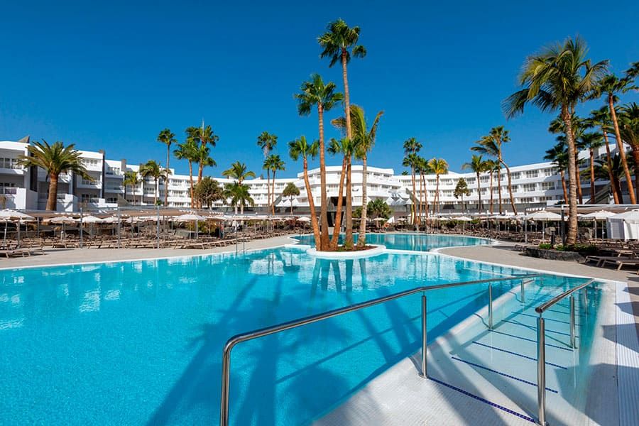 Swimming pool area at Hotel Riu Paraiso Lanzarote