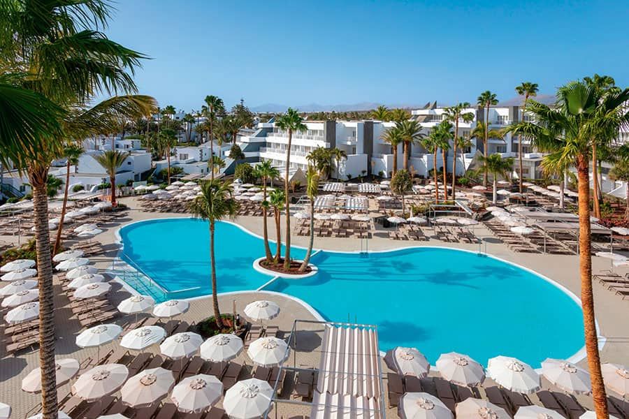 Swimming pool area at Hotel Riu Paraiso Lanzarote