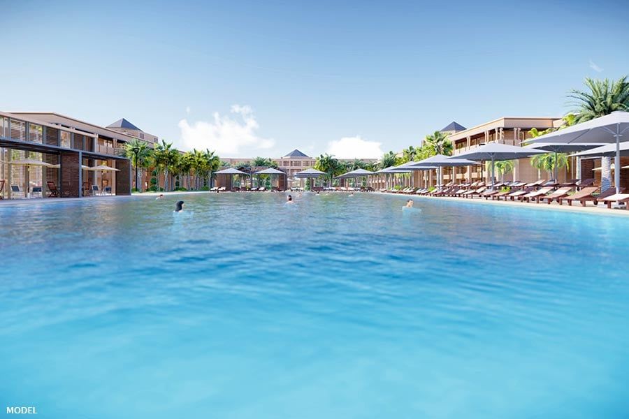Swimming pool area at Hotel Riu Tikida Garden