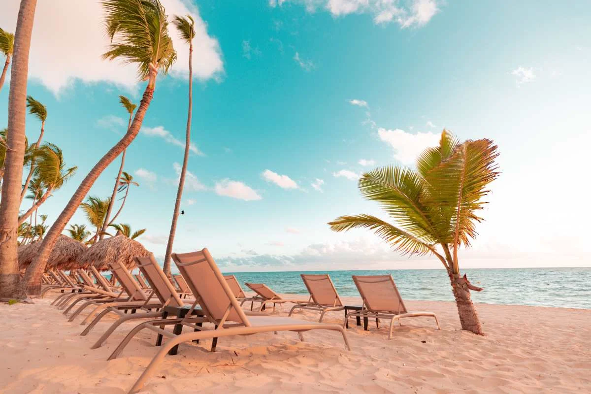 Bavaro Beach VIP section with white sand and turquoise Caribbean waters