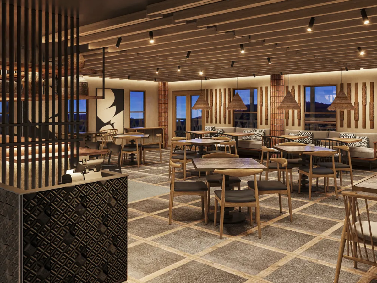 Meraki Mediterranean-Asian waterfront restaurant with sushi bar and elegant evening ambiance