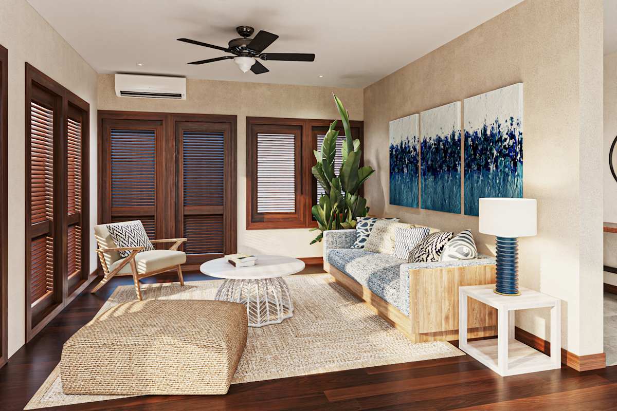 Penthouse Residence spacious living area with open floor plan, kitchenette, and floor-to-ceiling windows